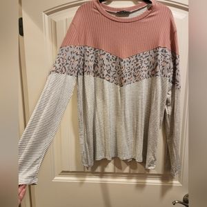 Glitzy Girlz Leopard/Stripe Long Sleeve